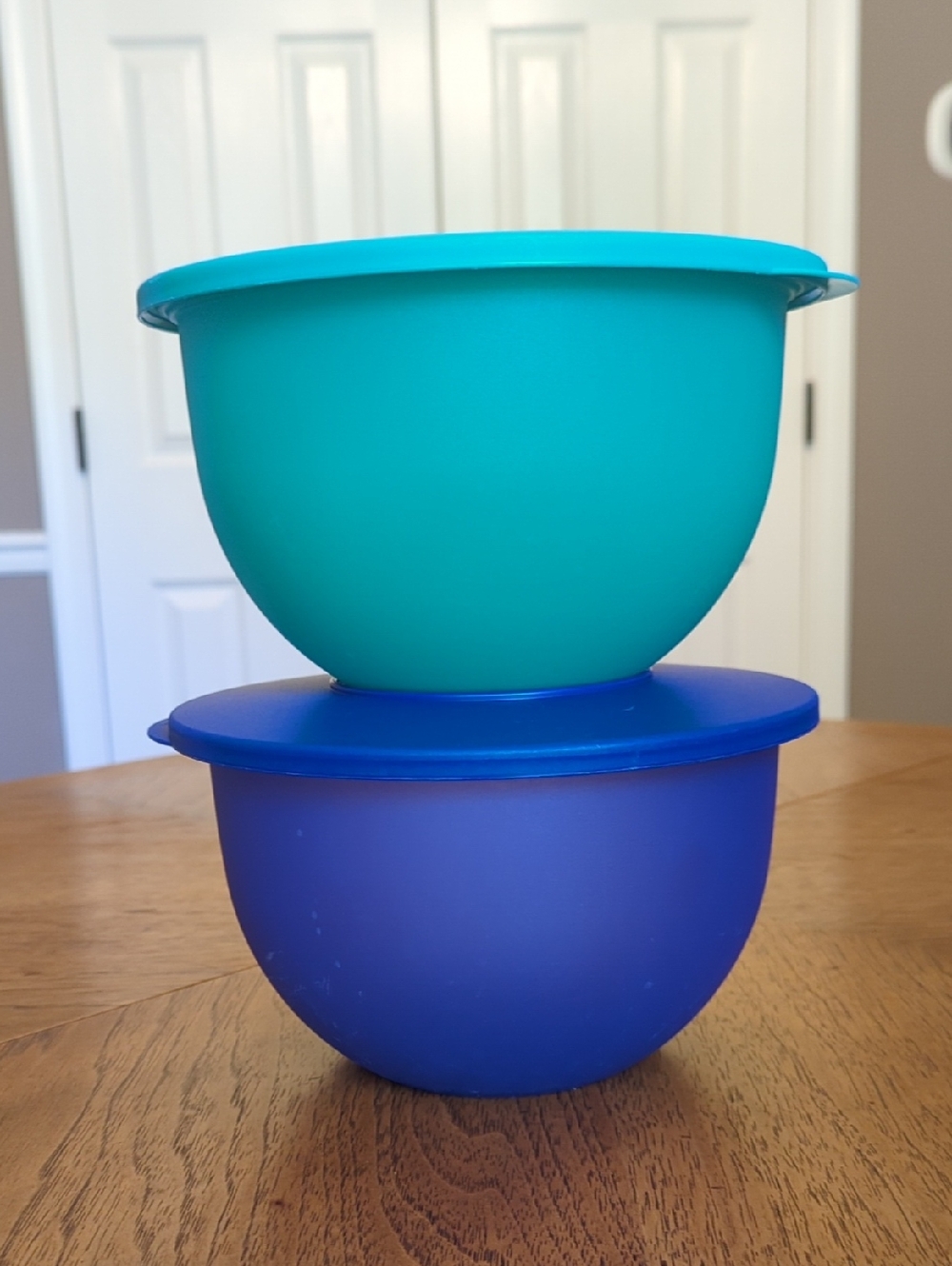 Tupperware Set of Two Plastic Storage Bowls in Teal and Blue 2.5L